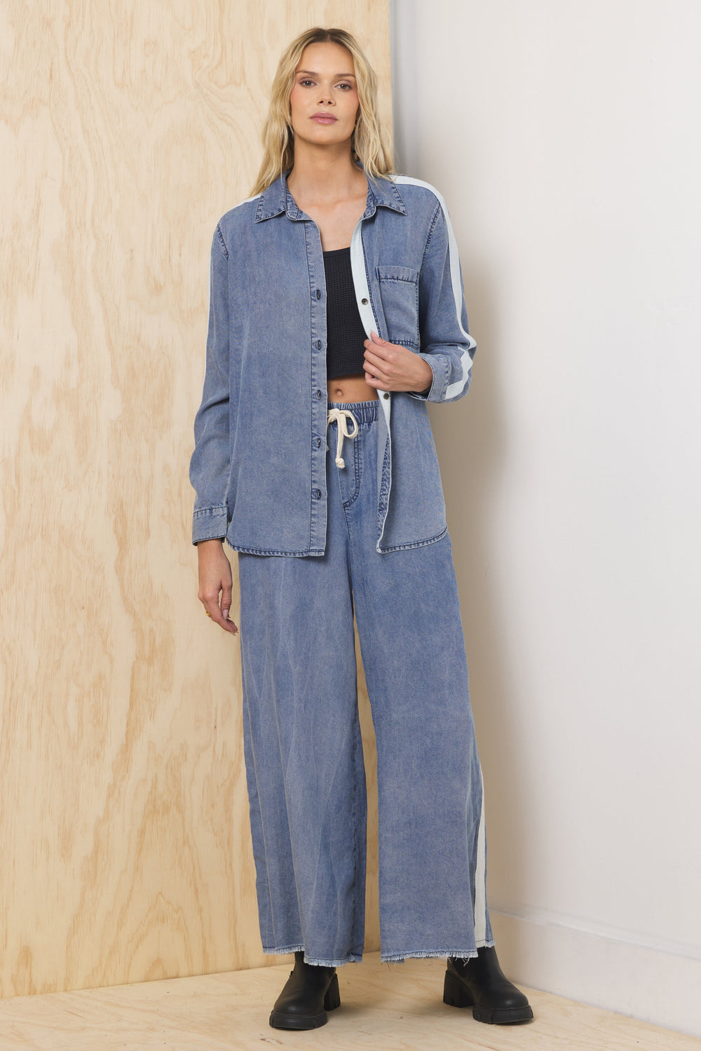 Washed Denim Tencel 2-Piece Set | Vintage Havana