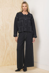 Black Sweater w/ Contrast Stitching 2-Piece Set | Vintage Havana