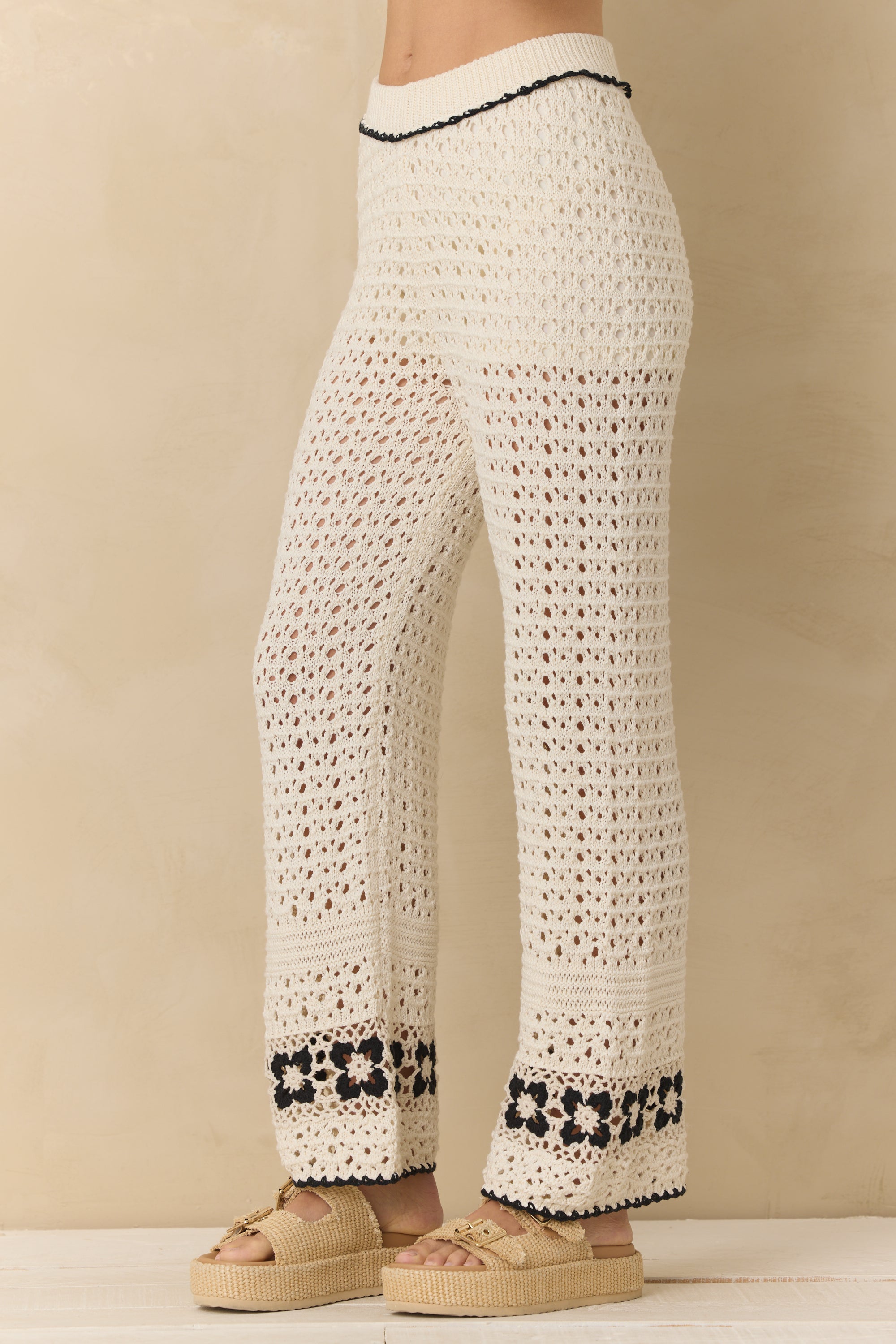 Crochet Floral Wide Leg Pants | Vintage Havana