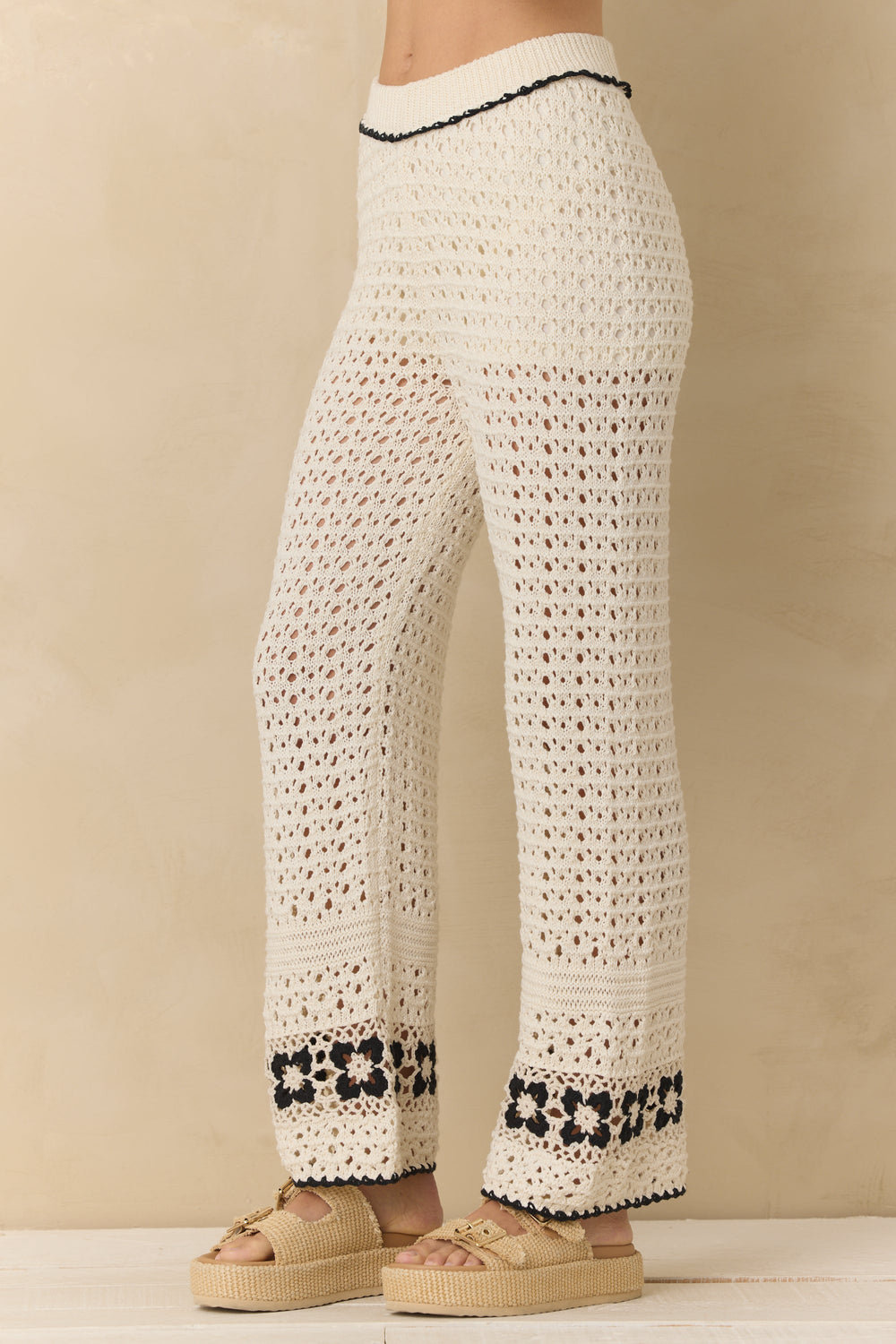 Crochet Floral Wide Leg Pants | Vintage Havana