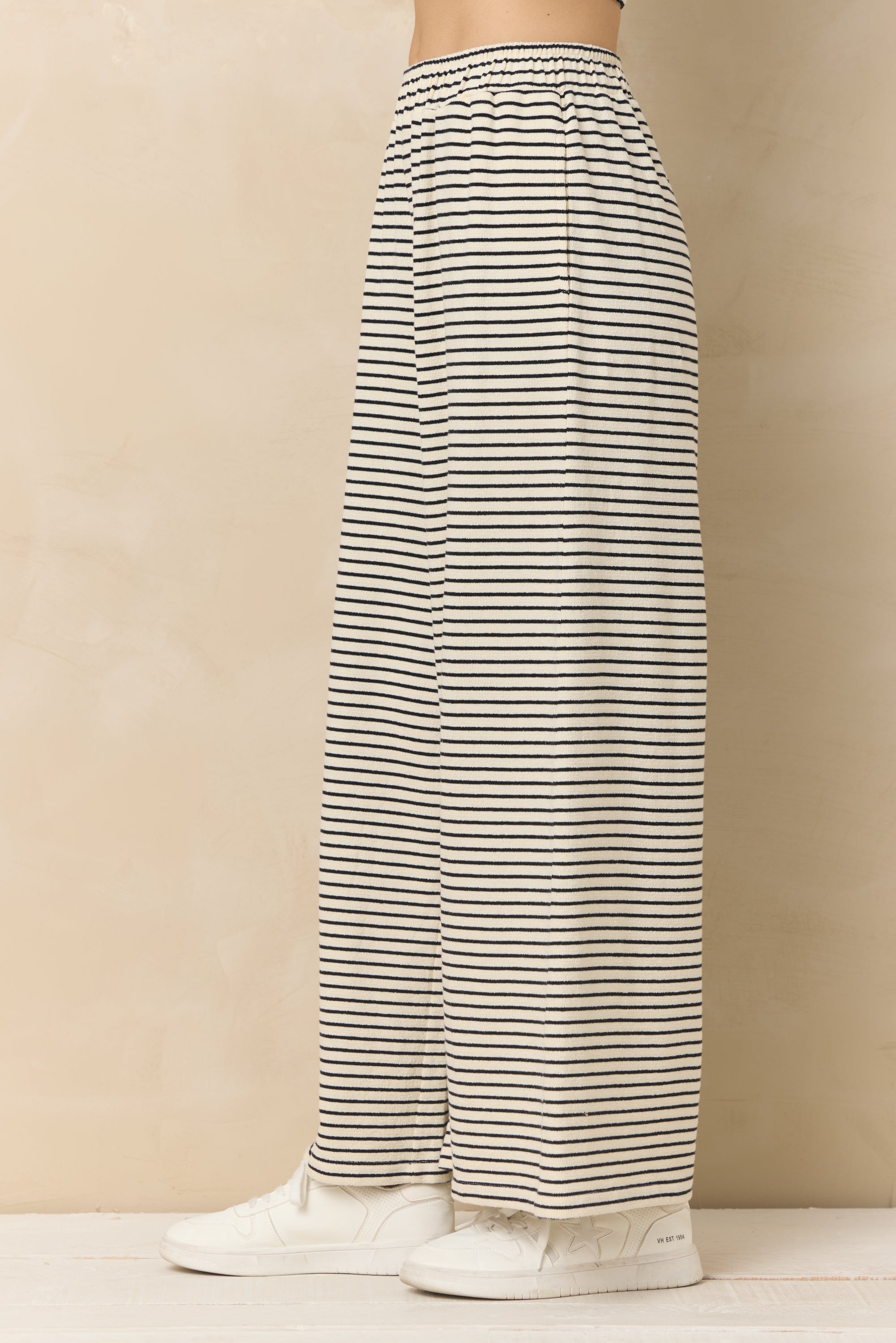 Striped French Terry Cloth Wide Leg Pant | Vintage Havana