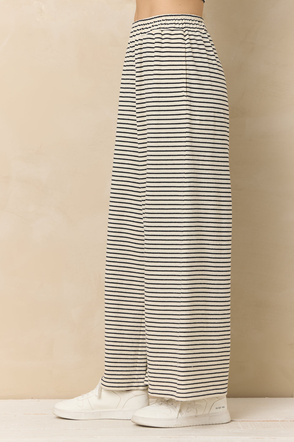 Striped French Terry Cloth Wide Leg Pant | Vintage Havana