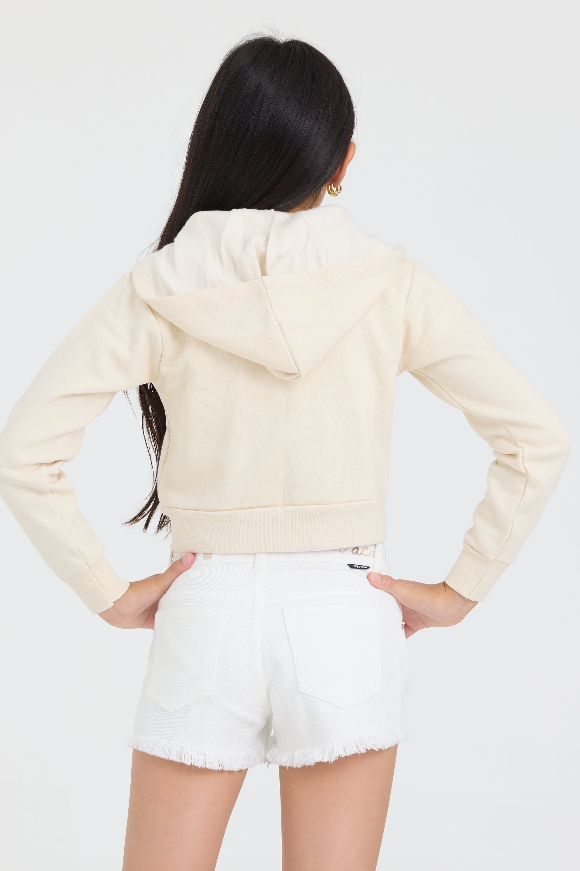 Kids White Denim Short with Embroidered Waist | Vintage Havana