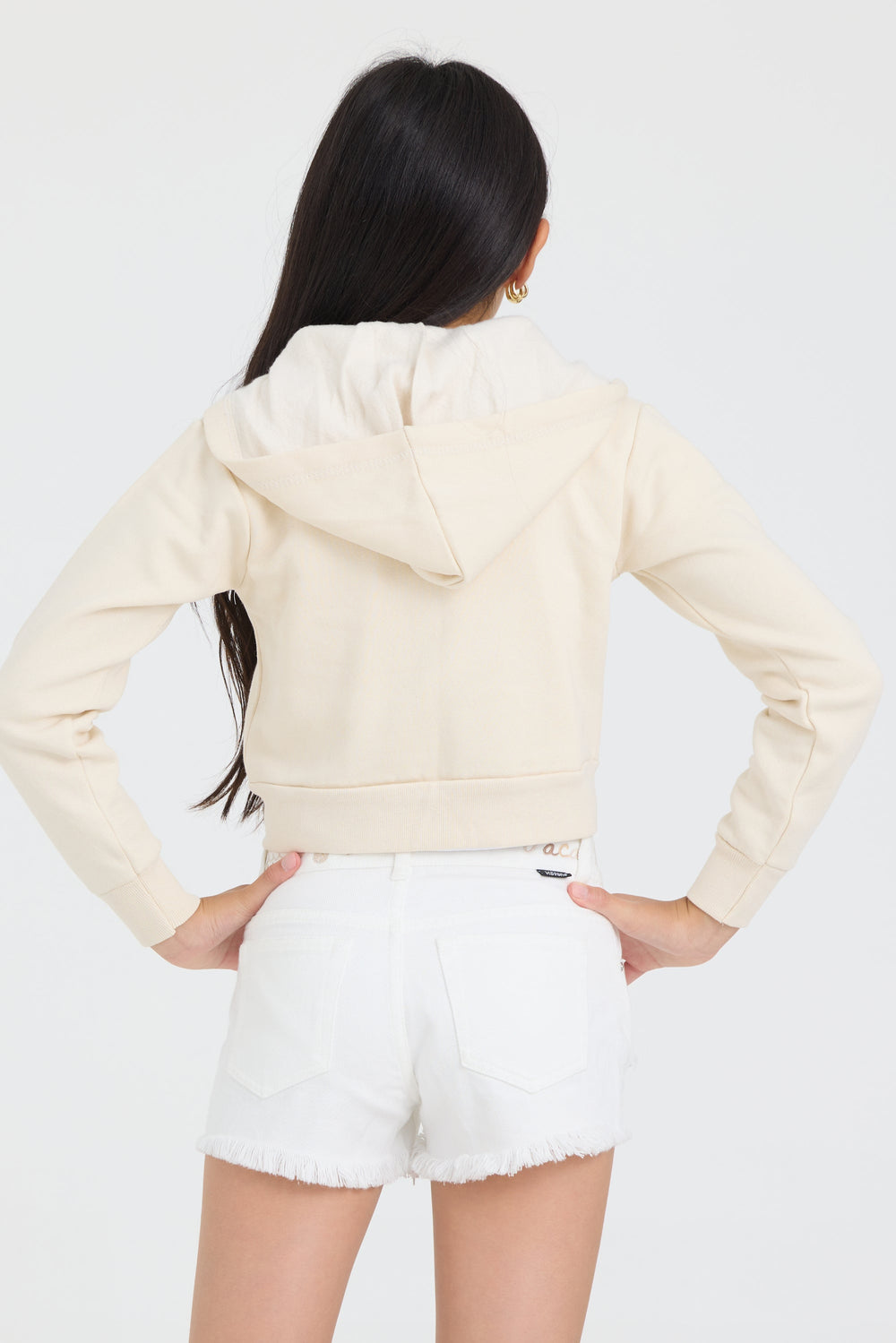 Kids White Denim Short with Embroidered Waist | Vintage Havana