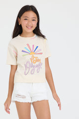 Kids Distressed Denim Short with Embroidered Pocket | Vintage Havana