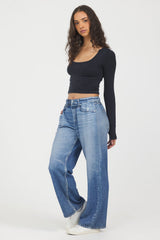 Denim Fleece Wide Leg Pant | Vintage Havana Medium Denim