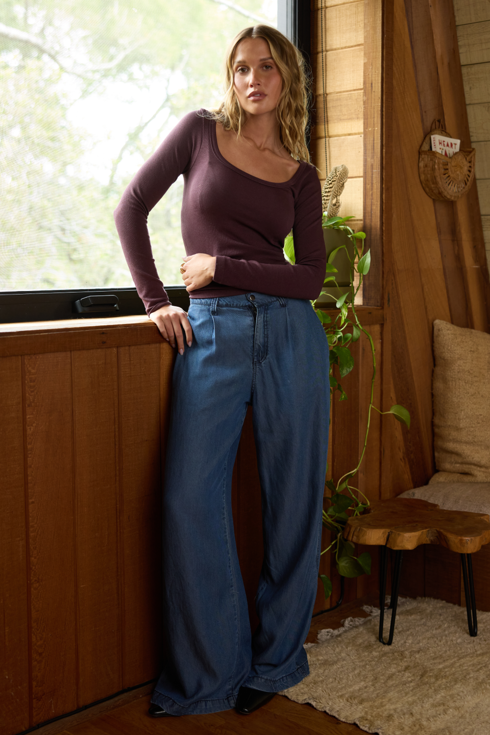 Tencel Wide Leg Trouser | Vintage Havana Dark Blue