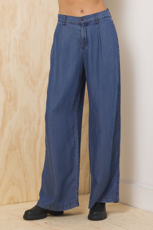 Tencel Wide Leg Trouser | Vintage Havana Dark Blue