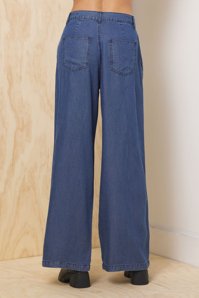 Tencel Wide Leg Trouser | Vintage Havana Dark Blue