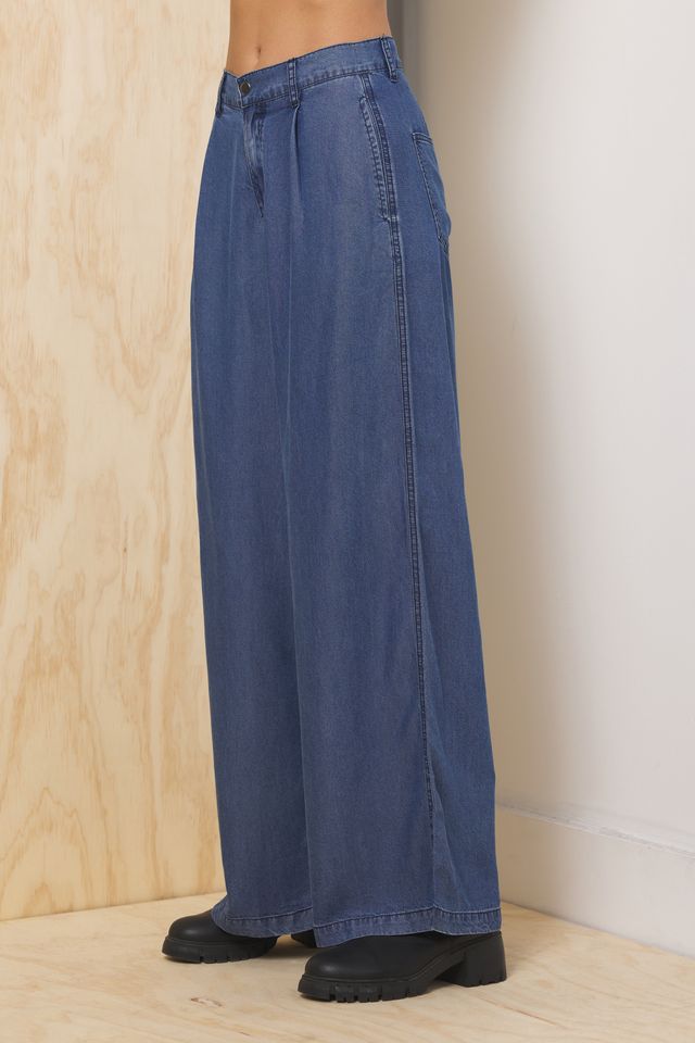 Tencel Wide Leg Trouser | Vintage Havana Dark Blue