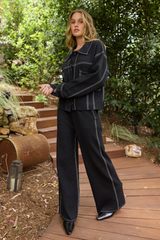 Flare Pant w/ Contrast Stitching | Vintage Havana Black
