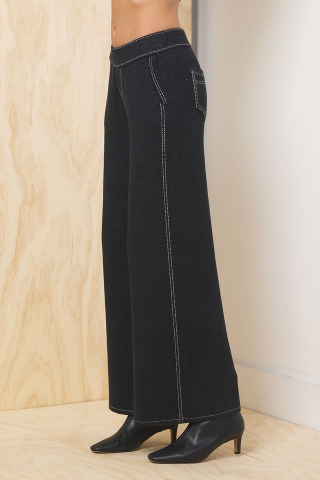 Flare Pant w/ Contrast Stitching | Vintage Havana Black