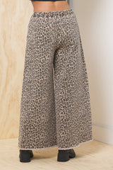 Stretch Denim Wide Leg Pant | Vintage Havana Leopard