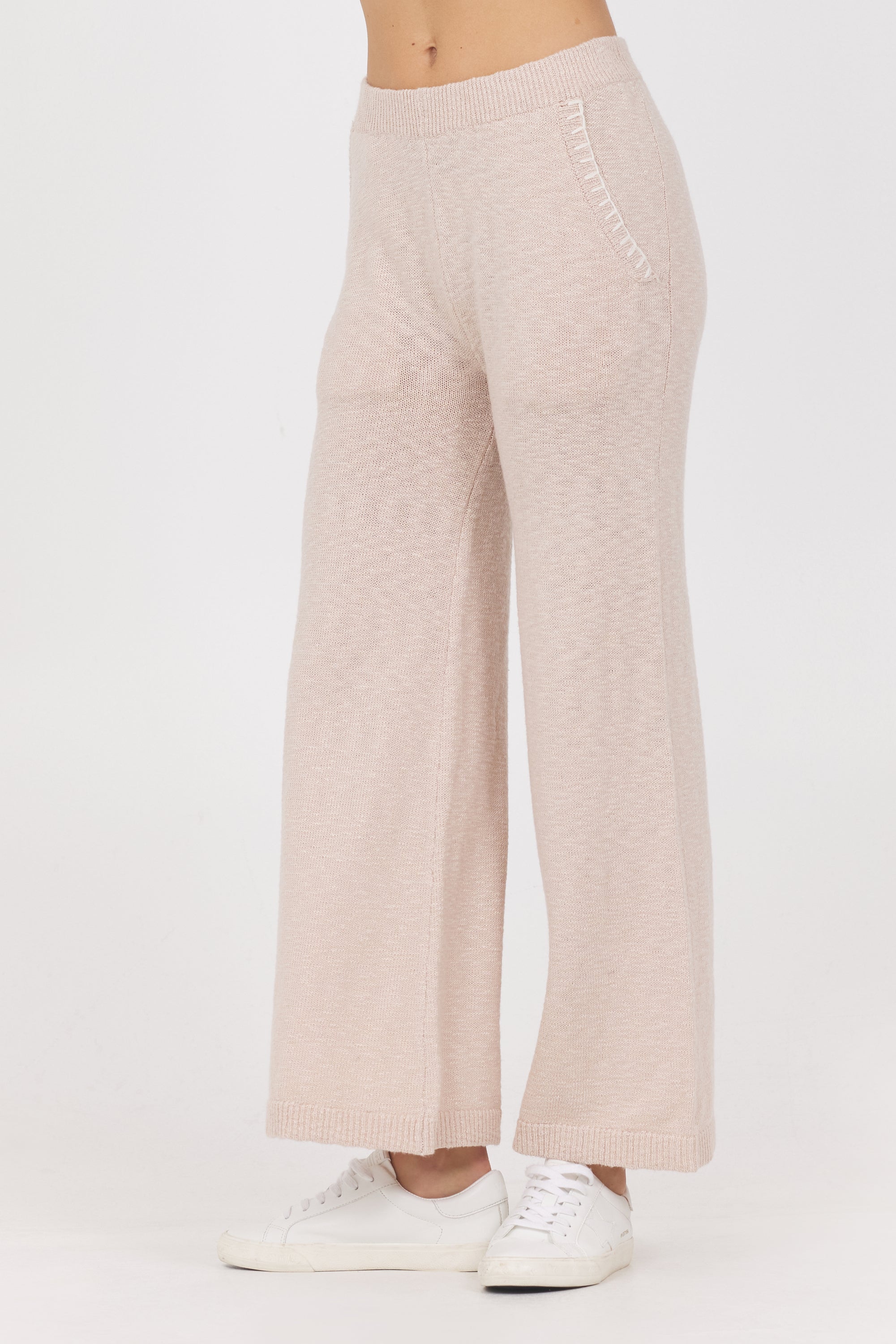 Knit Pants w/ Whipstitch | Vintage Havana Summer Sand with White