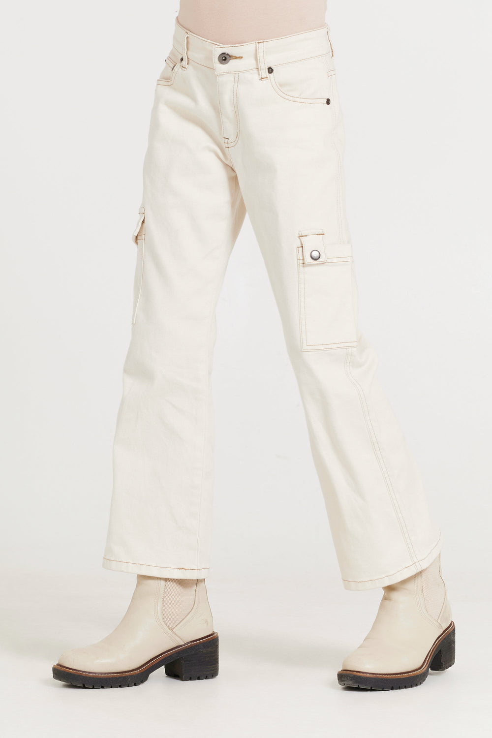 Kids Cream Cargo Jean | Vintage Havana Cream