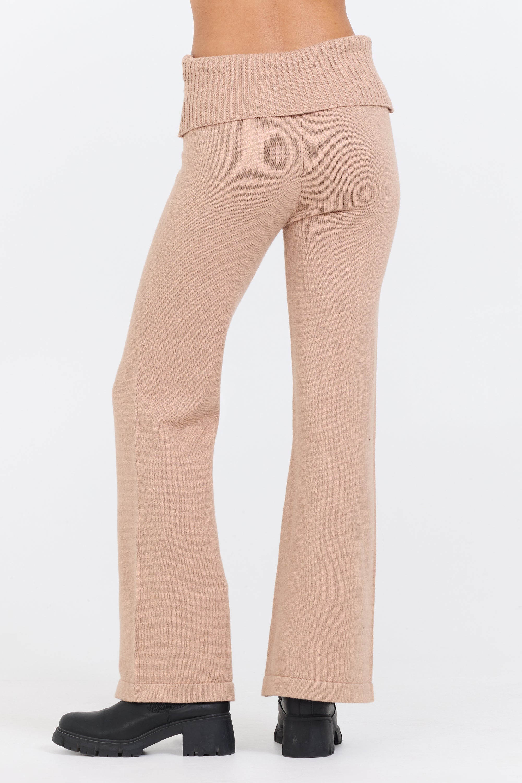 Salted Caramel Slim Fit Knit Fold Over Flare Pant | Vintage Havana Caramel