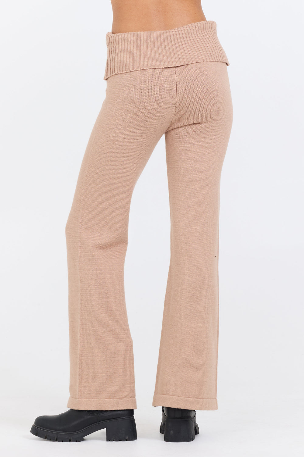 Salted Caramel Slim Fit Knit Fold Over Flare Pant | Vintage Havana Caramel