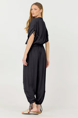 Black Rayon Crinkle Bottom Pants | Vintage Havana Black