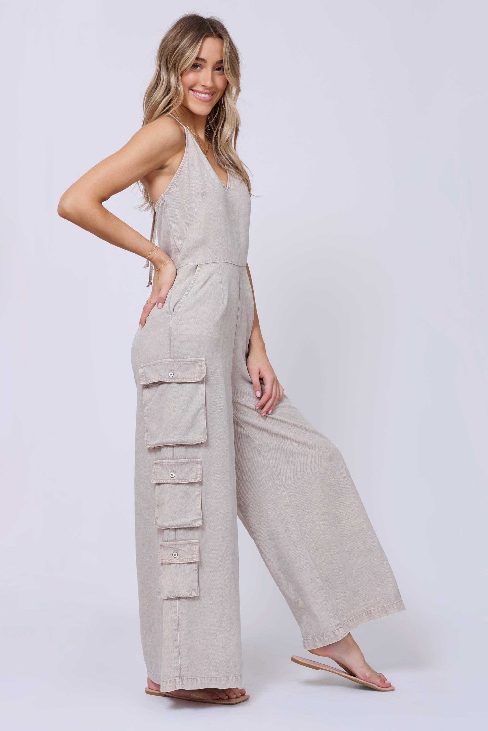 Khaki Tencel Jumpsuit | Vintage Havana Khaki