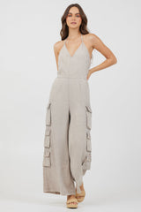Khaki Tencel Jumpsuit | Vintage Havana Khaki