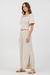 Heather Oatmeal Drapey Knit Cut Out Pants | Vintage Havana Heather Oatmeal