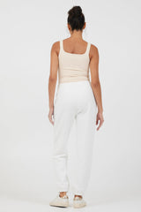 White Essentials Fleece Joggers | Vintage Havana White
