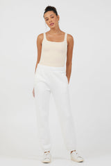 White Essentials Fleece Joggers | Vintage Havana White