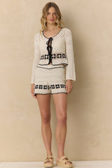 Crochet Floral Tie Front Top | Vintage Havana