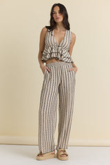 Novelty Knit Front Tie Top | Vintage Havana