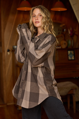 Oversized Flannel Button Down | Vintage Havana Cedarwood Plaid