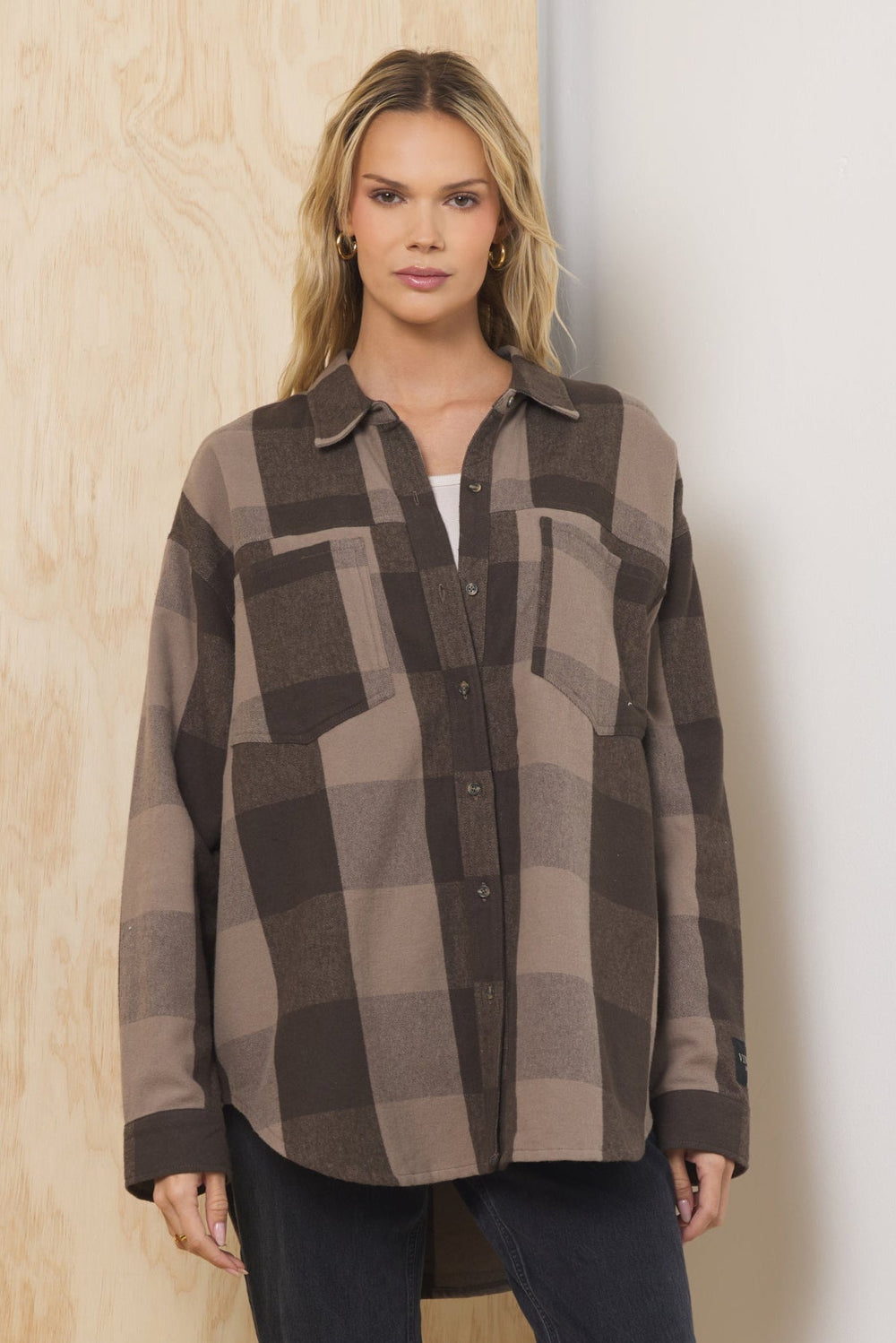 Oversized Flannel Button Down | Vintage Havana Cedarwood Plaid