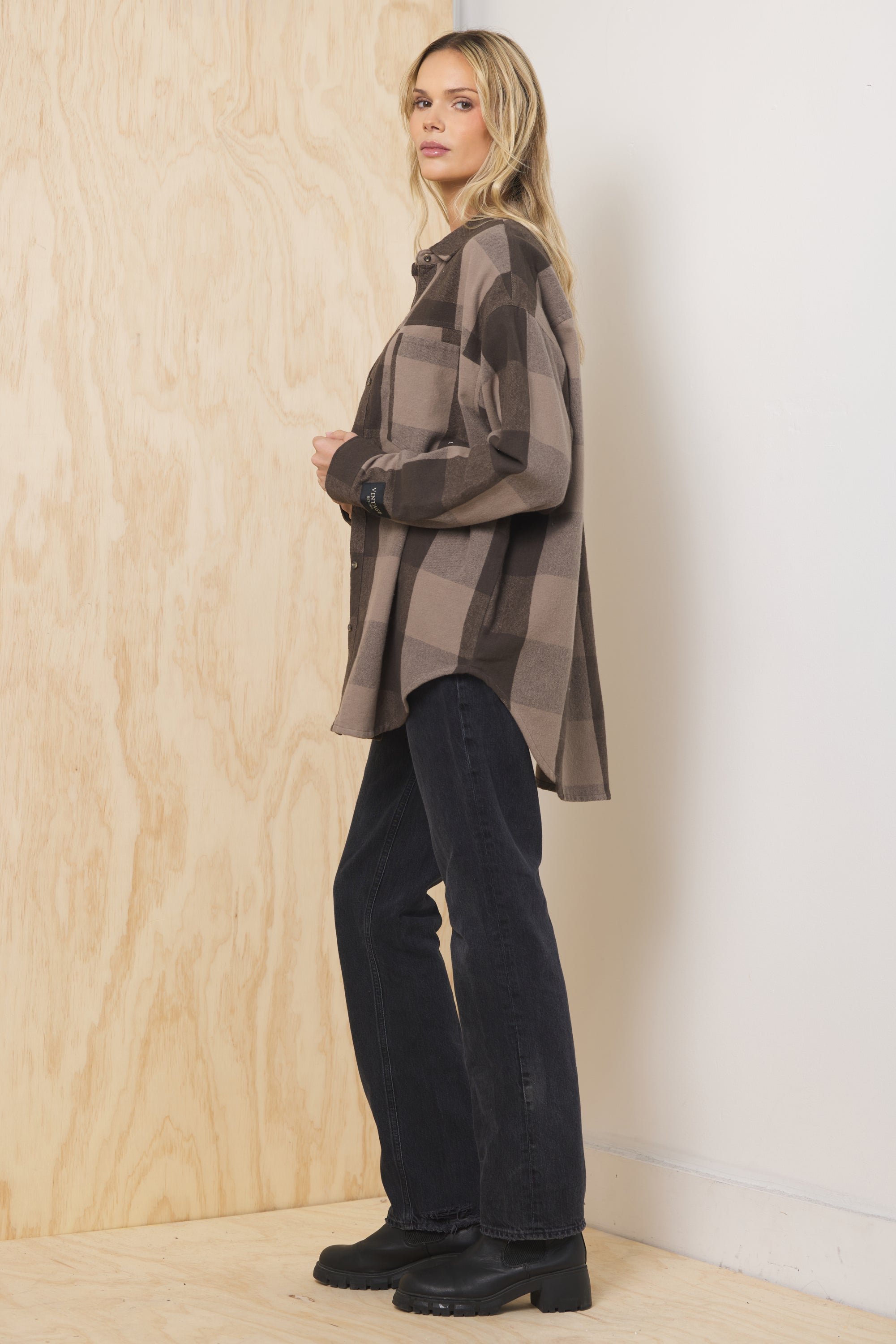 Oversized Flannel Button Down | Vintage Havana Cedarwood Plaid