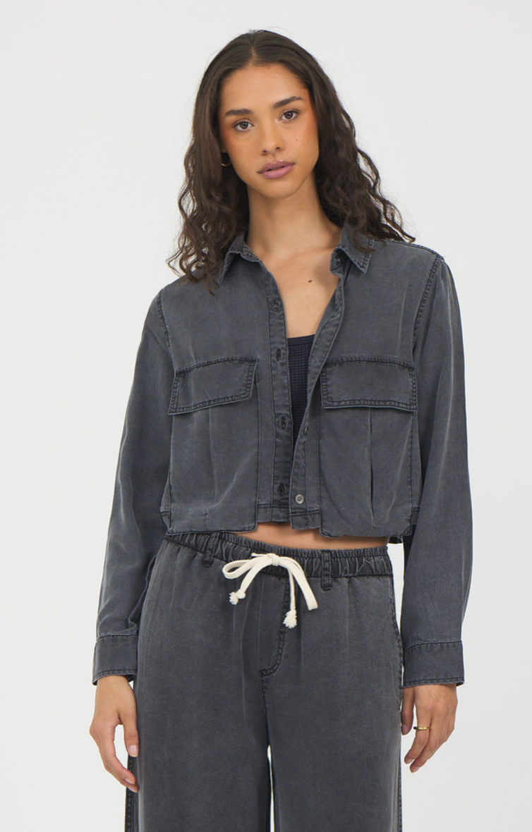 Tencel Button Down | Vintage Havana Charcoal