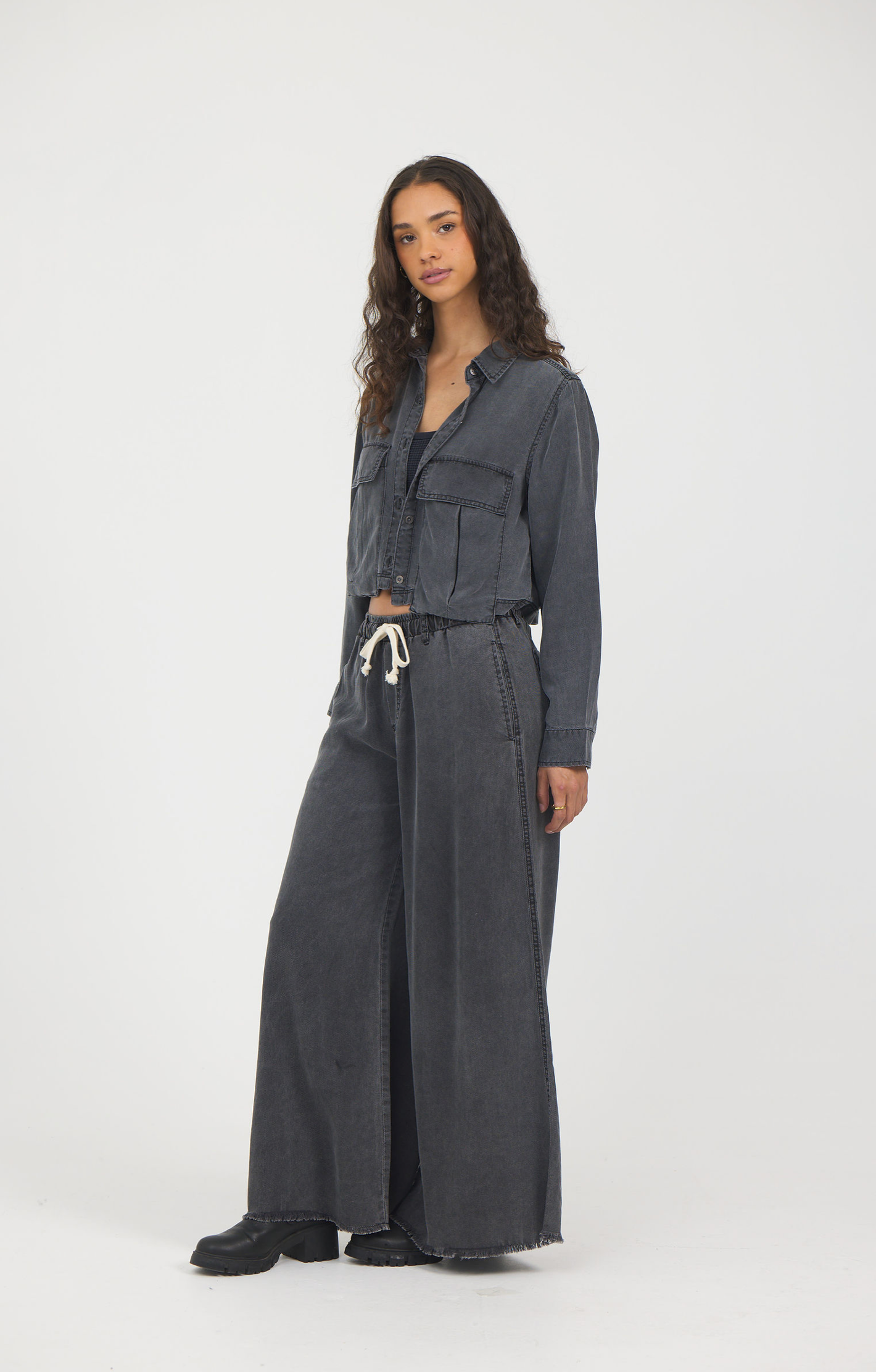 Tencel Button Down | Vintage Havana Charcoal