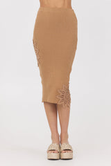 Caramel Rib Midi Skirt w/ Crochet Insert | Vintage Havana Caramel