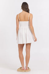 White Mini Dress w/ Tan Whip Stitch | Vintage Havana White