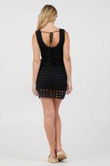 Black Open Crochet Dress | Vintage Havana Black
