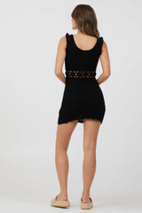 Black Ruffle Sleeve Crochet Dress | Vintage Havana Black