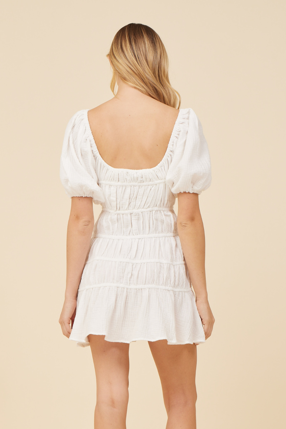 White Gauze w/ Jersey Combo Dress | Vintage Havana White