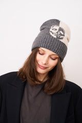 SKULL PATTERN BEANIE | Vintage Havana Charcoal