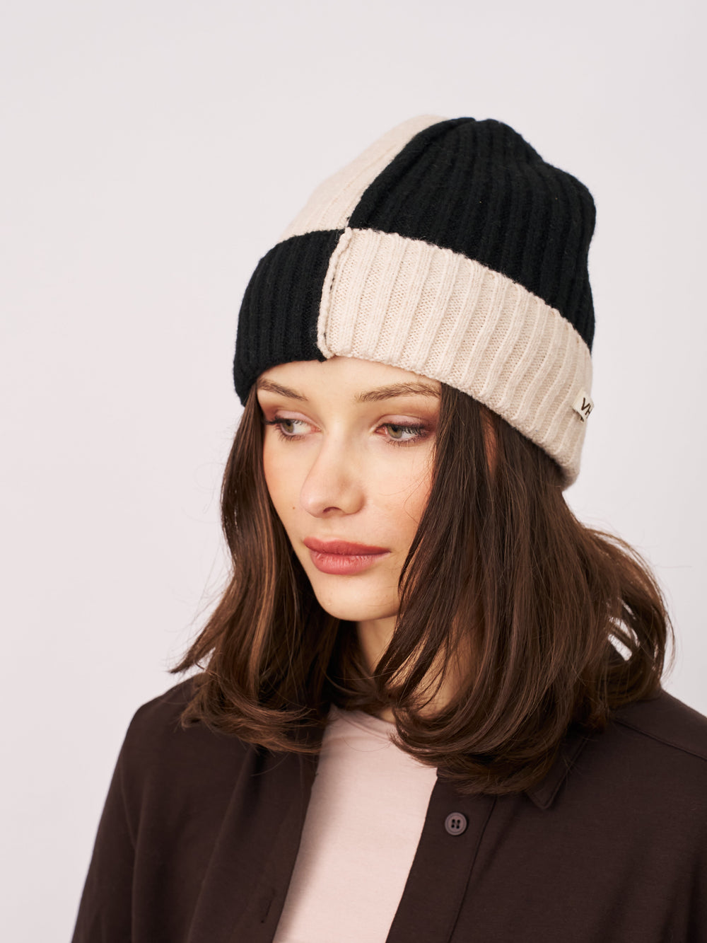 SEAM PATTERN BEANIE - BLACK | Vintage Havana Black