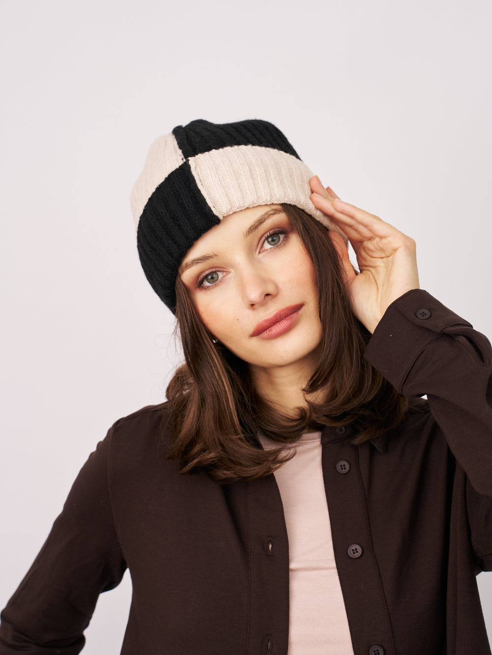 SEAM PATTERN BEANIE - BLACK | Vintage Havana Black