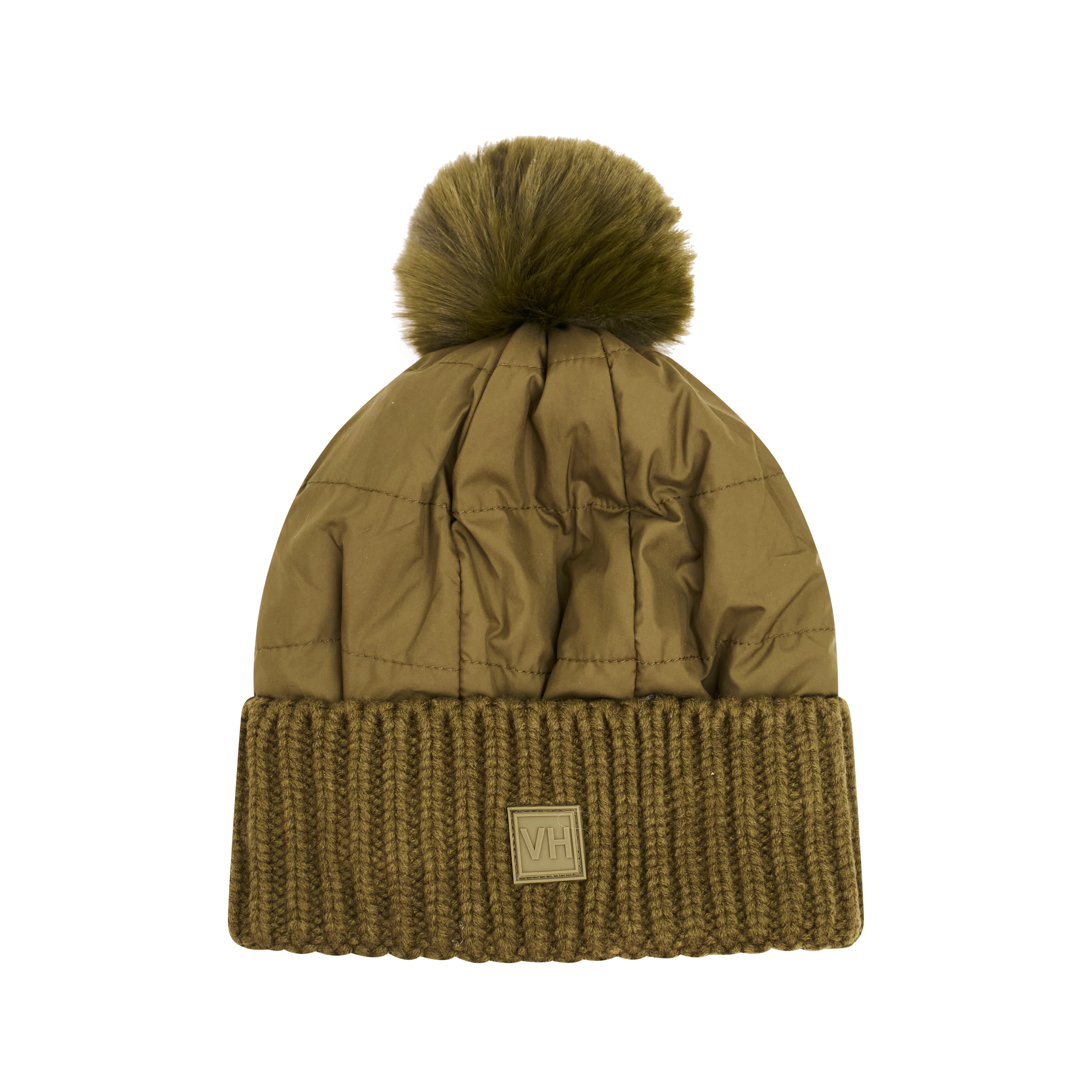 PUFFER POMPOM HAT - OLIVE | Vintage Havana Olive