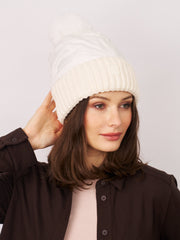 PUFFER POMPOM HAT - WHITE | Vintage Havana White