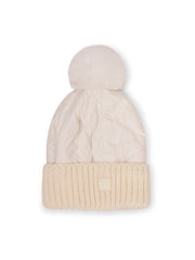 PUFFER POMPOM HAT - WHITE | Vintage Havana White