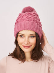 TURN UP POMPOM HAT - BLUSH | Vintage Havana Blush