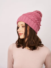 TURN UP POMPOM HAT - BLUSH | Vintage Havana Blush