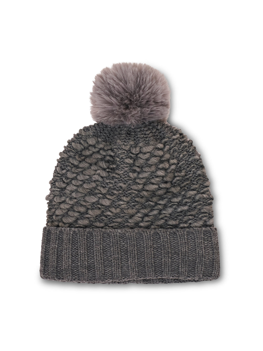 TURN UP POMPOM HAT - GREY | Vintage Havana Grey
