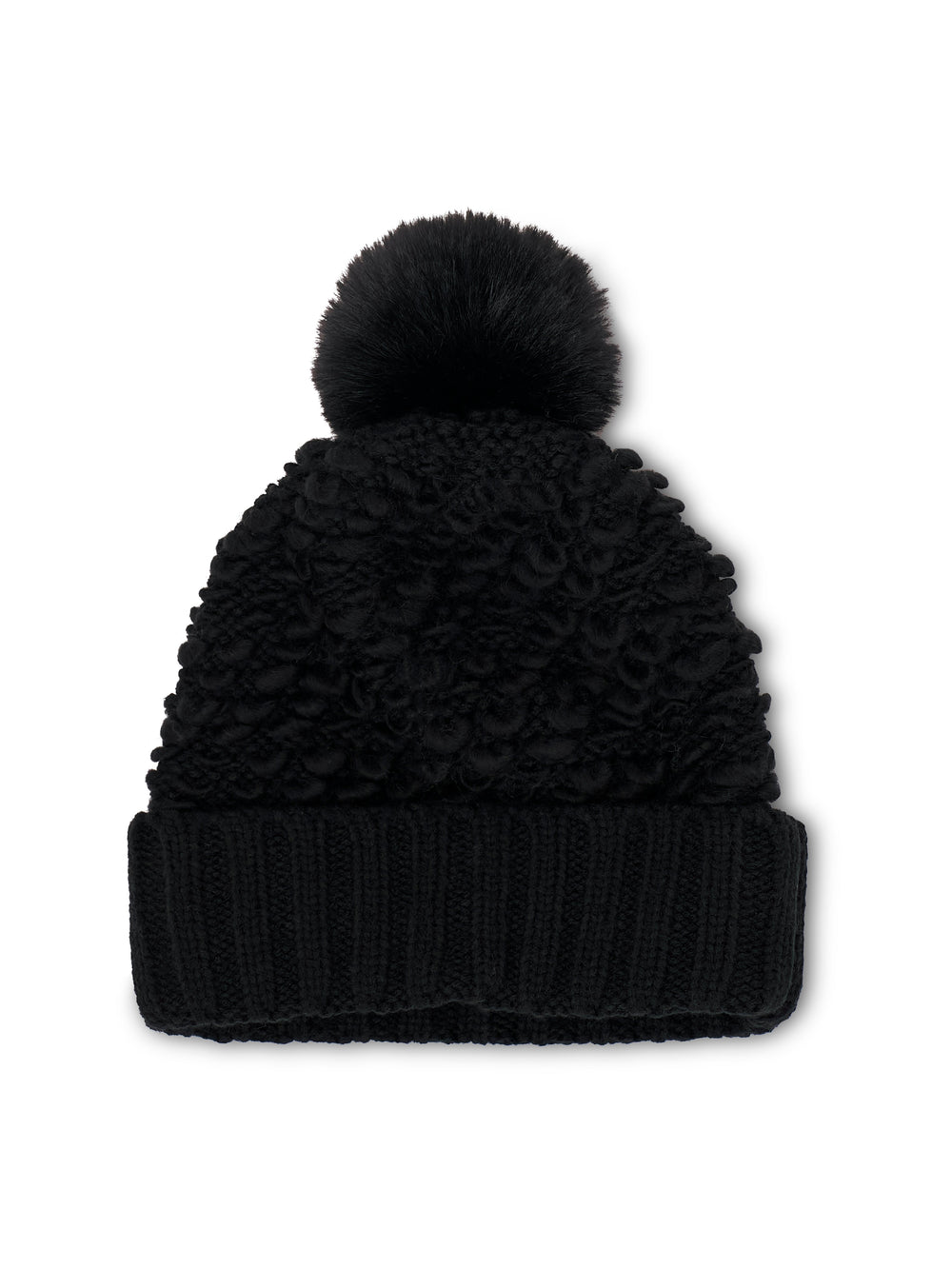 TURN UP POMPOM HAT - BLACK | Vintage Havana Black