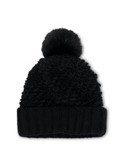 TURN UP POMPOM HAT - BLACK | Vintage Havana Black